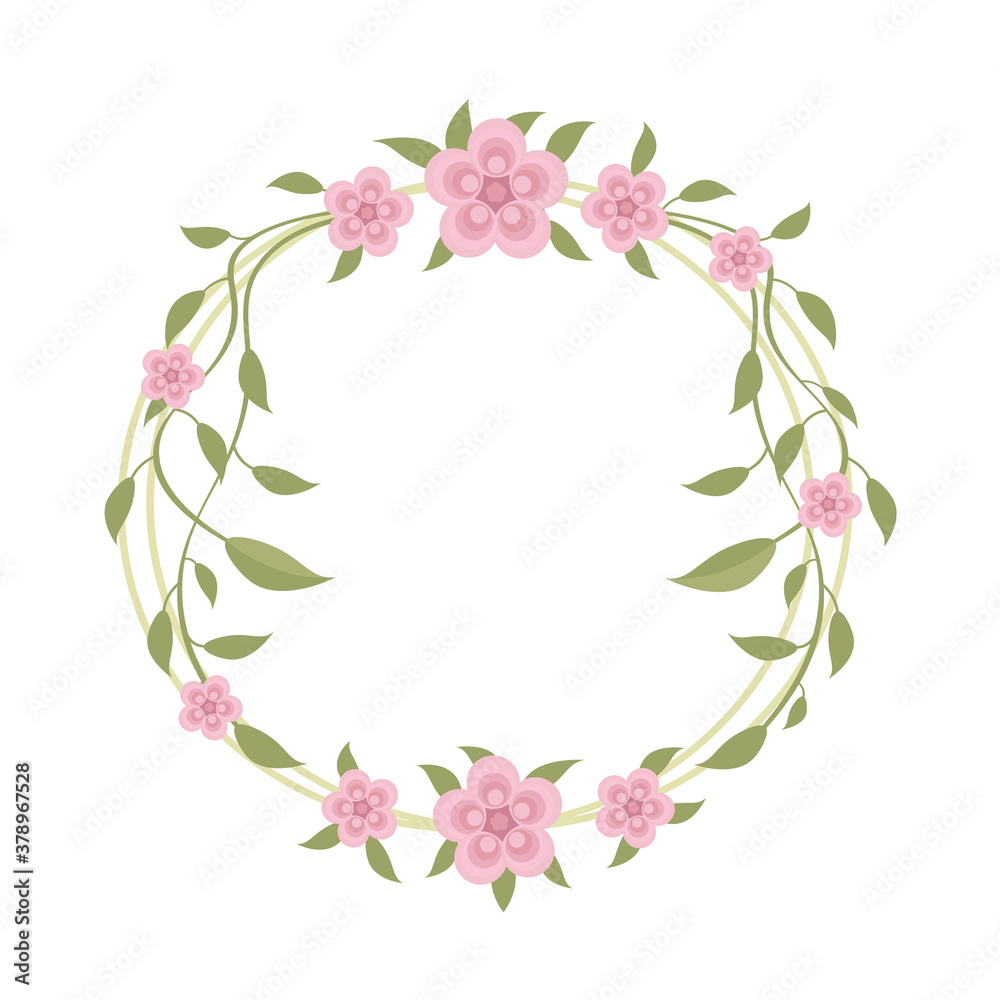 Vector illustration of a frame made of flowers and leaves. Wedding invitation.