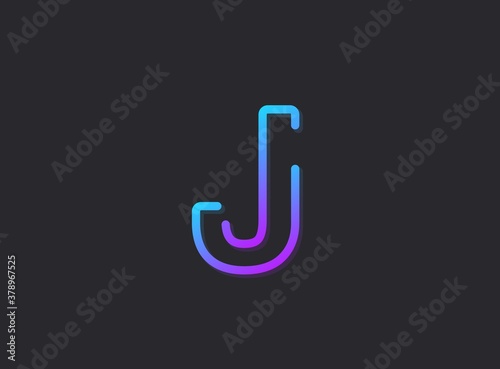 J, modern gradient letter. Trendy, dynamic creative style design. For logo, brand label, design elements, application and more. Isolated vector illustration