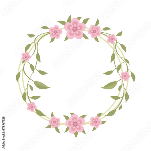 Vector illustration of a frame made of flowers and leaves. Wedding invitation. © Pablozz