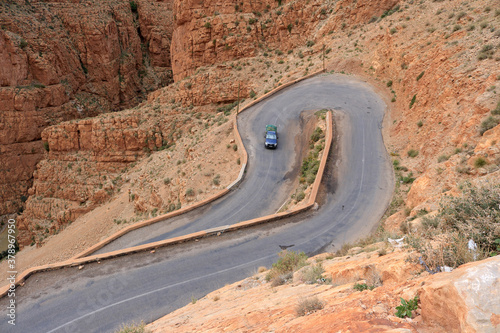 Winding road in Dades gorge, Atlas mountains, Morocco photo