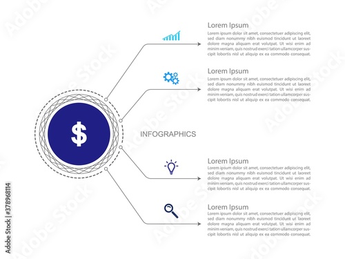 Business data visualization.  Abstract Process chart or graph elements, diagram with step option parts or processes. Vector business template for presentation. Creative concept for infographic.