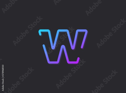 W, modern gradient letter. Trendy, dynamic creative style design. For logo, brand label, design elements, application and more. Isolated vector illustration