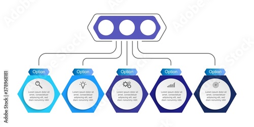 Business data visualization.  Abstract Process chart or graph elements, diagram with step option parts or processes. Vector business template for presentation. Creative concept for infographic.