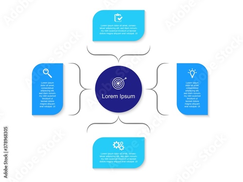 Business data visualization.  Abstract Process chart or graph elements, diagram with step option parts or processes. Vector business template for presentation. Creative concept for infographic.