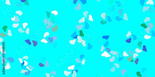 Light blue, green vector texture with memphis shapes.