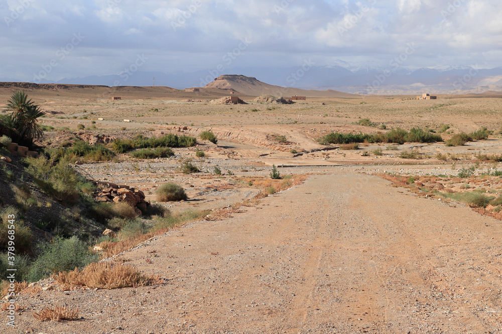 Desert road in Moroccan Sahara