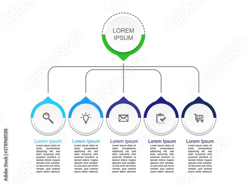 Business data visualization.  Abstract Process chart or graph elements, diagram with step option parts or processes. Vector business template for presentation. Creative concept for infographic.