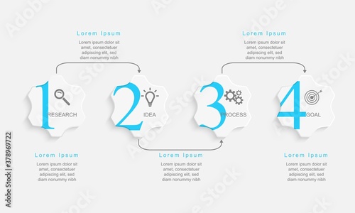 Business data visualization.  Abstract Process chart or graph elements, diagram with step option parts or processes. Vector business template for presentation. Creative concept for infographic.