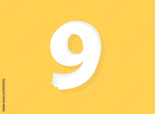 9 Number vector, modern layers design font. Eps10 illustration