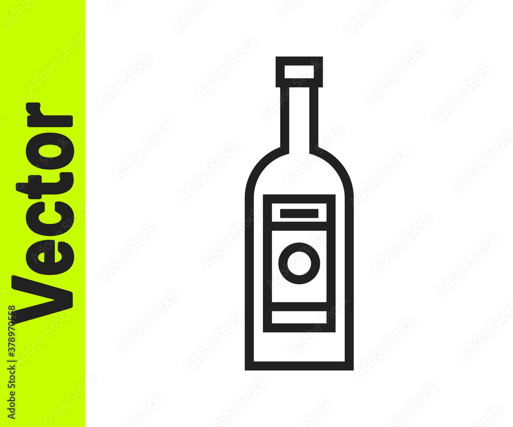 Black line Glass bottle of vodka icon isolated on white background. Vector Illustration. Black line Glass bottle of vodka icon isolated on white background. Vector Illustration.