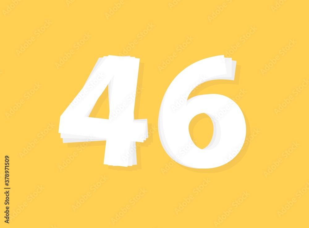 46 Number vector, modern layers design font. Eps10 illustration Stock ...