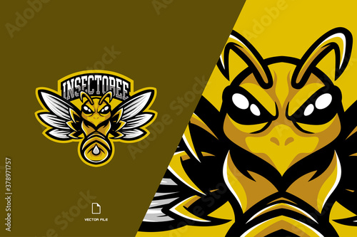 yellow bee mascot esport game logo for sport gaming team