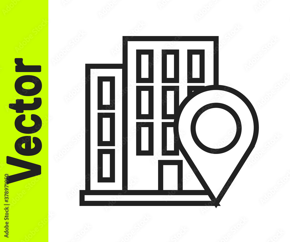 Black line Map pointer with house icon isolated on white background. Home location marker symbol. Vector Illustration. Black line Map pointer with house icon isolated on white background. Home location marker symbol. Vector Illustration.