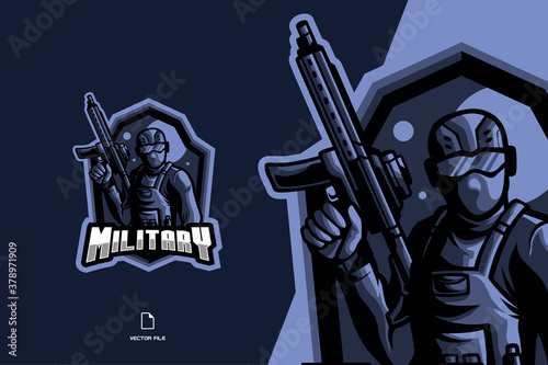 soldier mascot character cartoon for esport game logo illustration