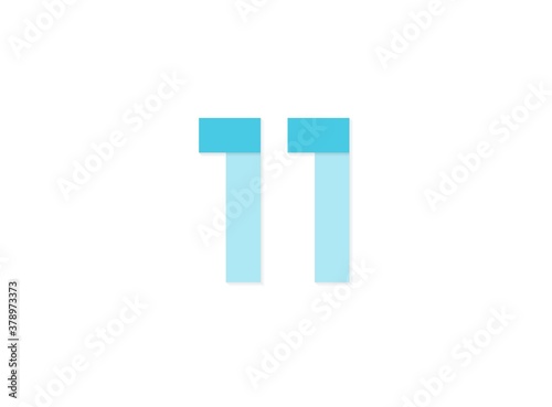 Free Download 11 number, vector logo, paper cut desing font made of blue color tones .Isolated on white background. Eps10 illustration - GFXLoad