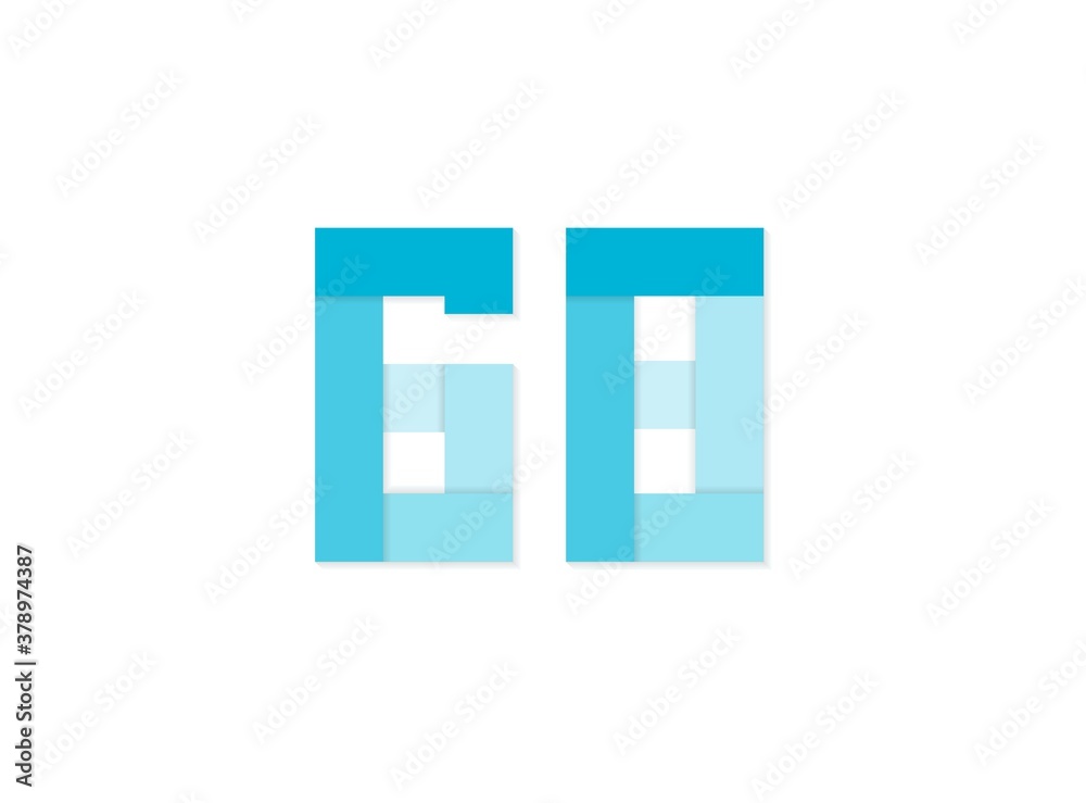 68 number, vector logo, paper cut desing font made of blue color tones .Isolated on white background. Eps10 illustratio5 68 number, vector logo, paper cut desing font made of blue color tones .Isolated on white background. Eps10 illustratio5