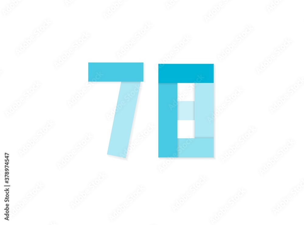 78 number, vector logo, paper cut desing font made of blue color tones .Isolated on white background. Eps10 illustration 78 number, vector logo, paper cut desing font made of blue color tones .Isolated on white background. Eps10 illustration