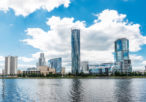 View of quay wharf embankment Yekaterinburg City.