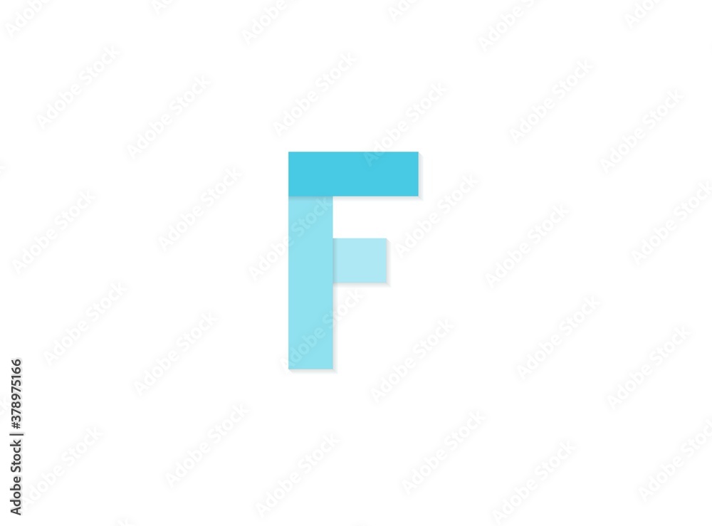 F letter, vector logo, paper cut desing font made of blue color tones .Isolated on white background. Eps10 illustration F letter, vector logo, paper cut desing font made of blue color tones .Isolated on white background. Eps10 illustration
