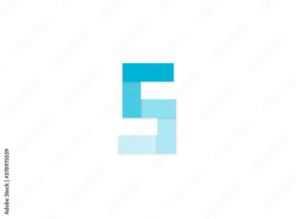 S letter, vector logo, paper cut desing font made of blue color tones .Isolated on white background. Eps10 illustration S letter, vector logo, paper cut desing font made of blue color tones .Isolated on white background. Eps10 illustration