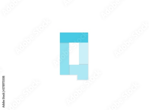 Q letter, vector logo, paper cut desing font made of blue color tones .Isolated on white background. Eps10 illustration © fiftyeight