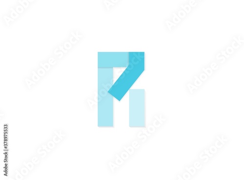 R letter, vector logo, paper cut desing font made of blue color tones .Isolated on white background. Eps10 illustration © fiftyeight