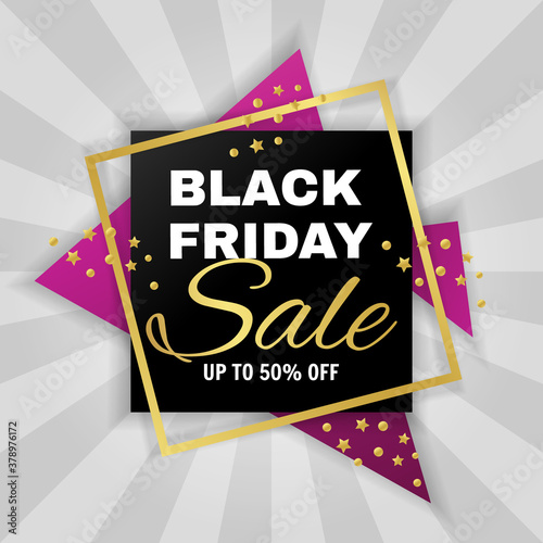 Colorful black friday sale banner design, black and pink color. - Vector.