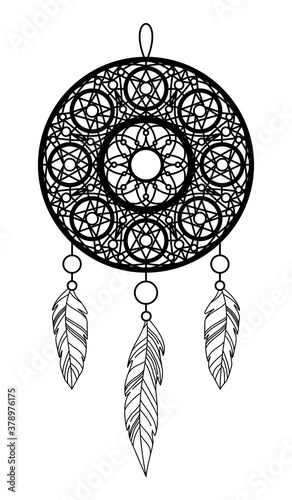 ISOLATED IMAGE OF A DREAM CATCHER ON A WHITE BACKGROUND photo