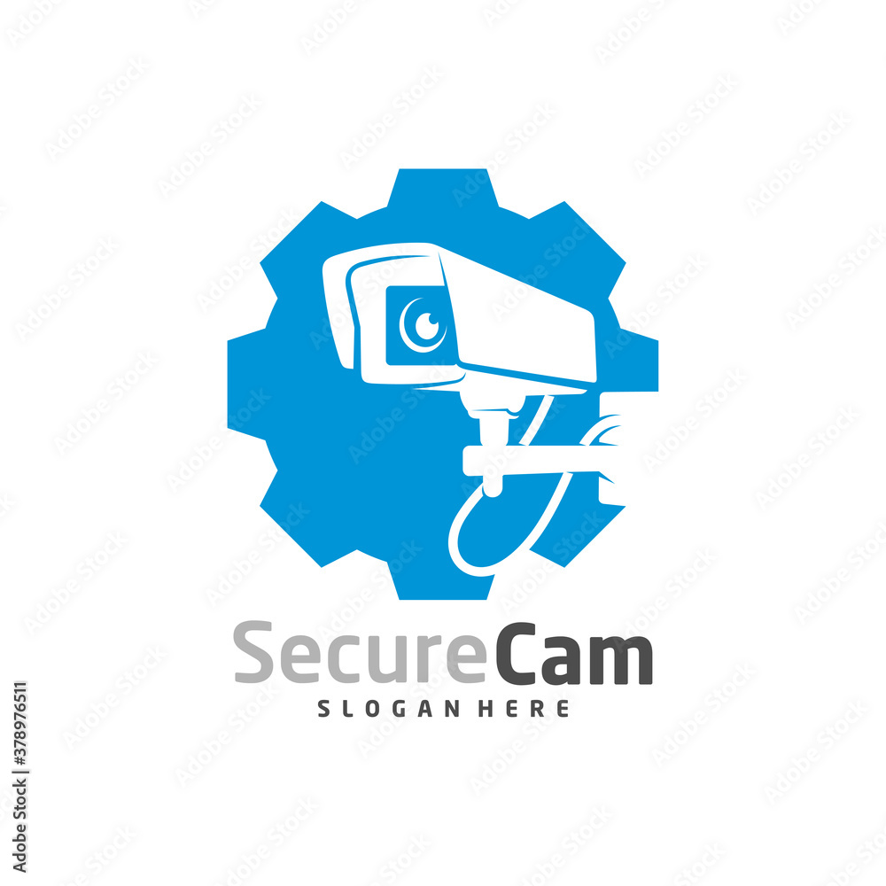 CCTV Camera with gear icon logo design vector template, Concept Symbol CCTV Camera with gear icon logo design vector template, Concept Symbol