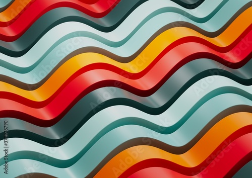 Photography Abstract 3d render, composition, with orange, red, gree and lights blues colors