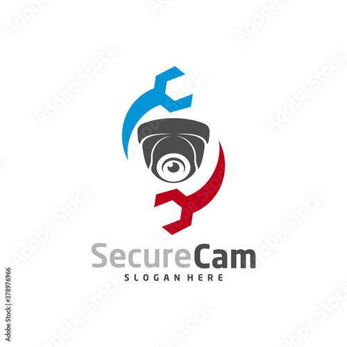 CCTV Camera with Service icon logo design vector template, Concept Symbol