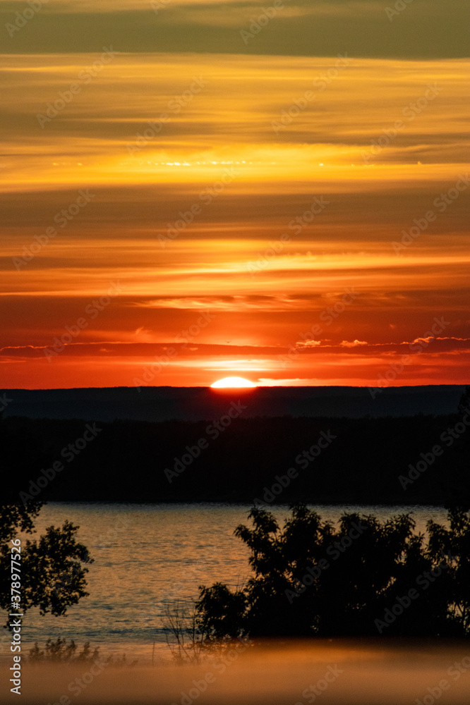 Beautiful sunset over the Volga