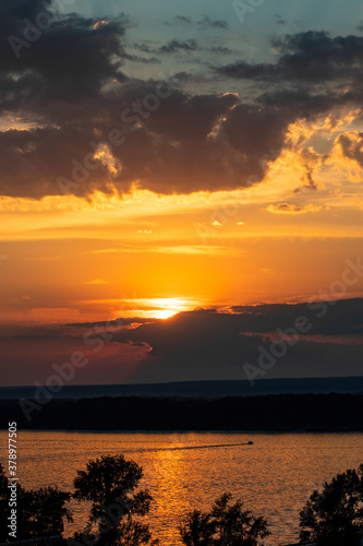Beautiful sunset over the Volga