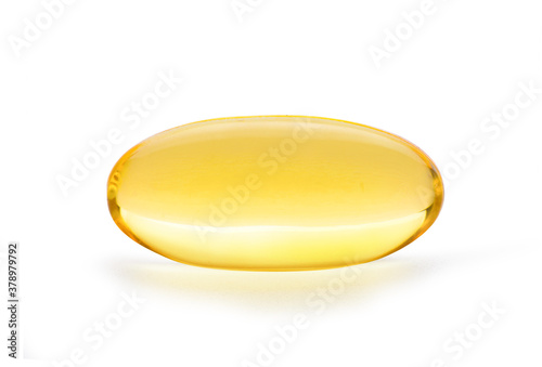 Close up Fish oil capsules isolated on white background with clipping path