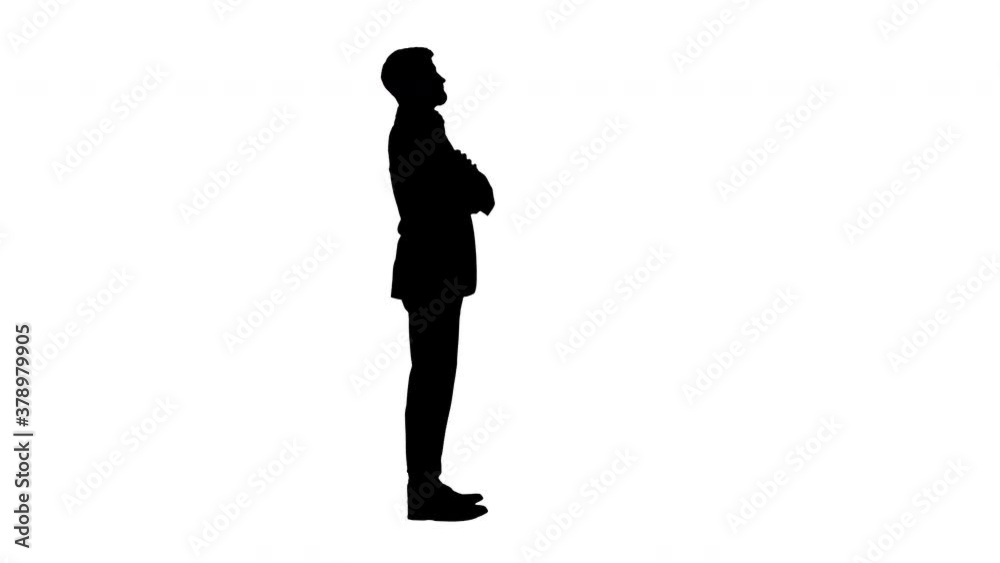 Confident business man with beard and mustashes in suit standing with folded hands, Alpha Channel Confident business man with beard and mustashes in suit standing with folded hands, Alpha Channel
