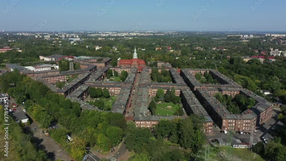 Aerial view of Nikiszowiec residential district in Katowice, Poland Aerial view of Nikiszowiec residential district in Katowice, Poland