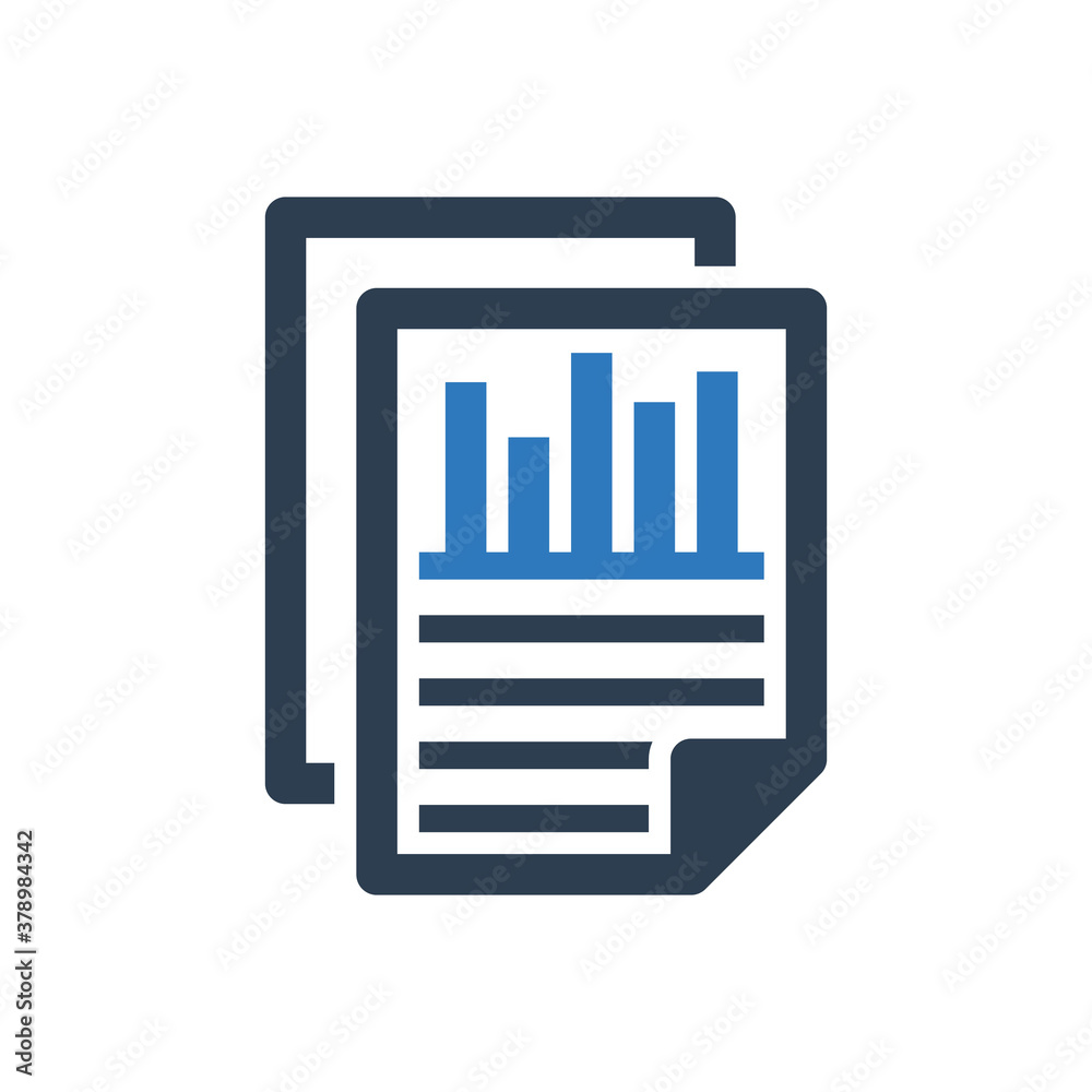 Business graph report document icon Business graph report document icon