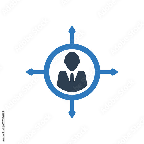 Businessman decision icon, choice direction icon