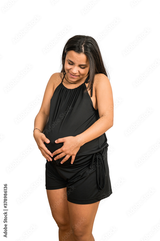 Pregnant woman touching her big belly. Pregnant woman touching her big belly.