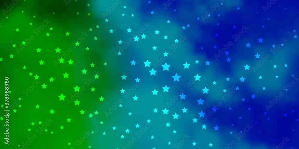 Dark Blue, Green vector background with colorful stars. Colorful illustration with abstract gradient stars. Pattern for websites, landing pages.