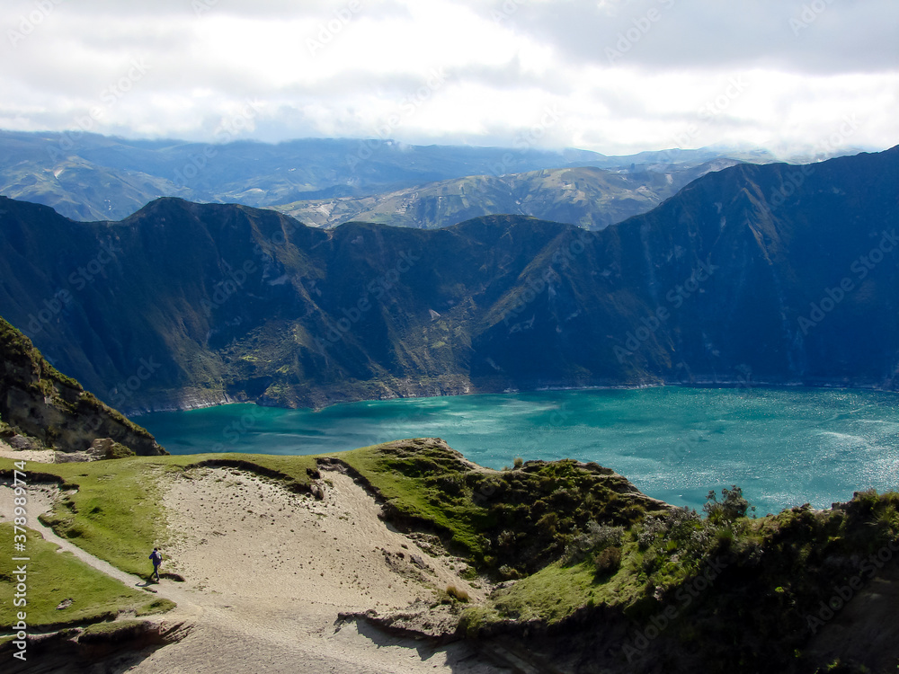 High Mountains Surround Quilotoa Lagoon in Chugchilan, Ecuador
