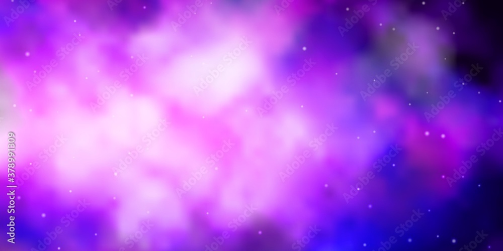 Dark Purple, Pink vector layout with bright stars. Shining colorful illustration with small and big stars. Pattern for websites, landing pages.