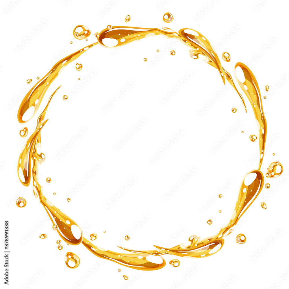 キラキラした金の水のエフェクト風イラスト 丸いフレーム Stock Vector Adobe Stock