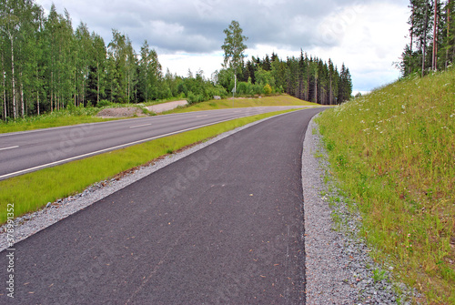 Road and bike path in Finland
