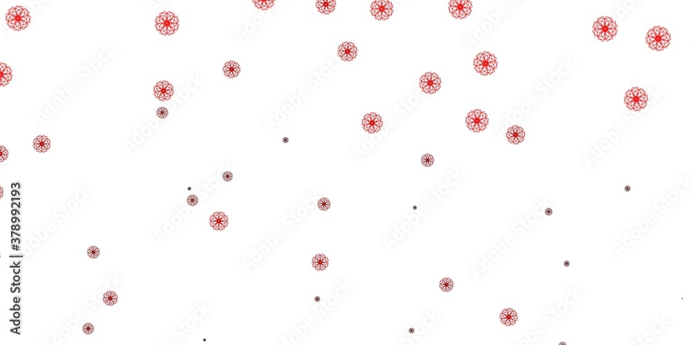 Light Red vector doodle pattern with flowers.