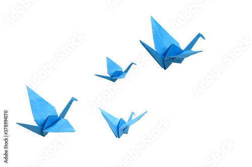 Origami cranes isolated white