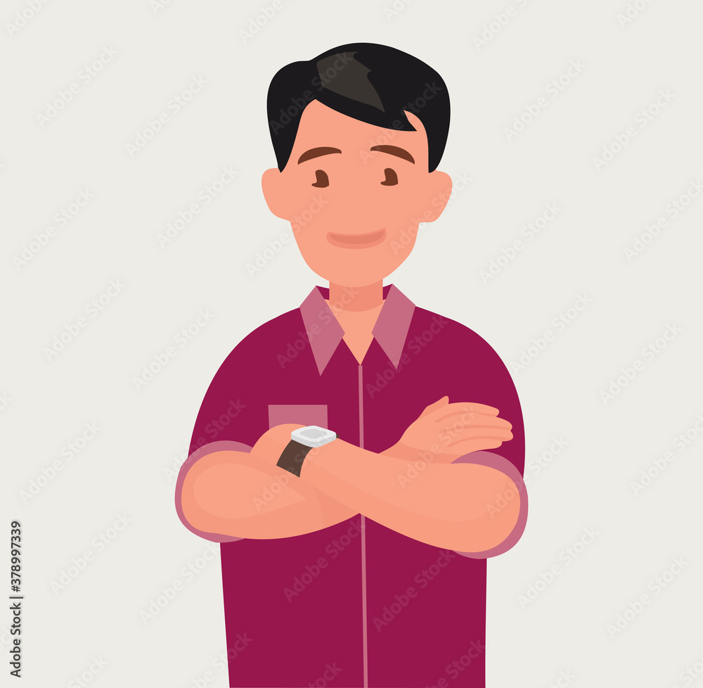 A man with his arms crossed. Vector illustration. A man with his arms crossed. Vector illustration.