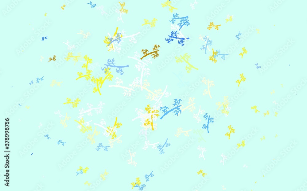 Light Blue, Yellow vector natural background with branches. Light Blue, Yellow vector natural background with branches.