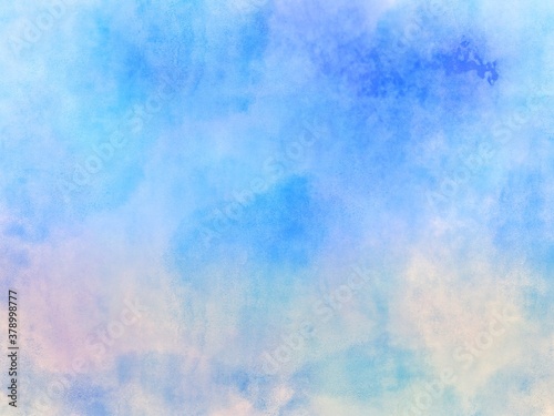 Blue purple and yellow watercolor background painting with cloudy distressed texture and marbled grunge, abstract watercolor background with clouds shape