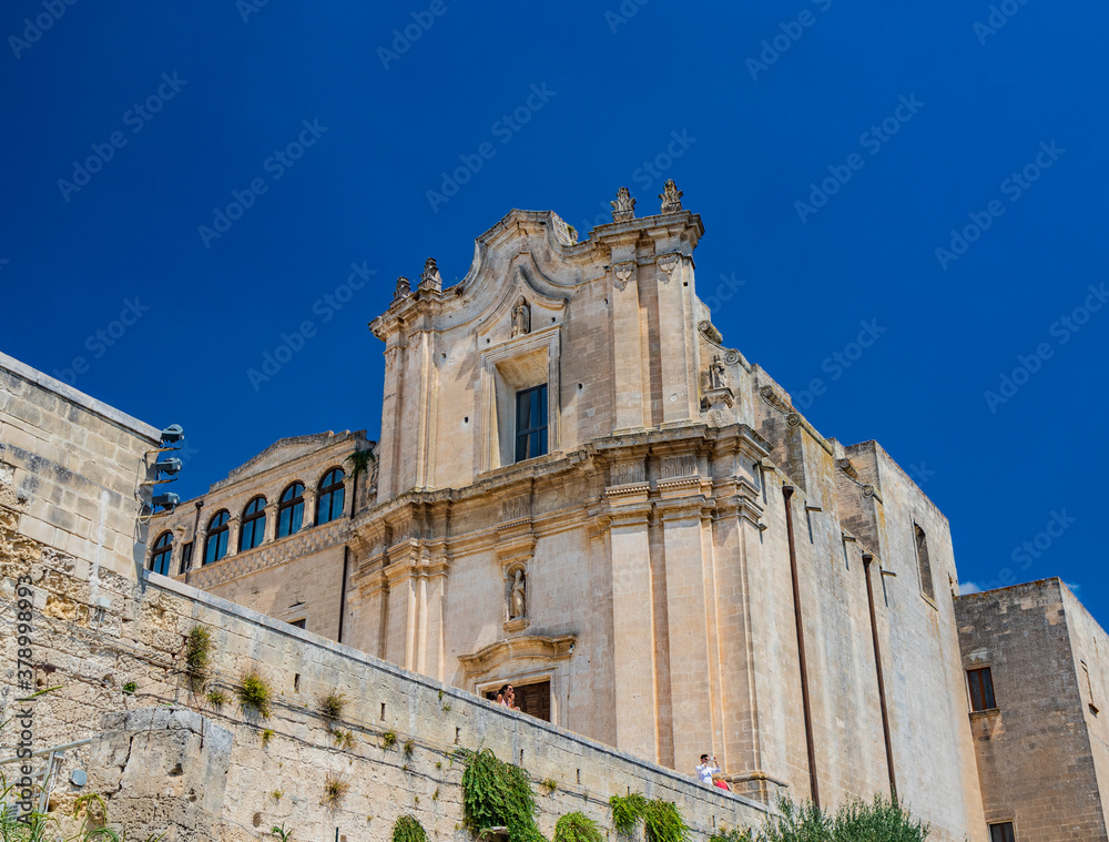 Matera, Basilicata, Italy - The church and convent of Sant'Agostino, in the Sasso Barisano, built on the ancient rupestrian crypt of San Giuliano.